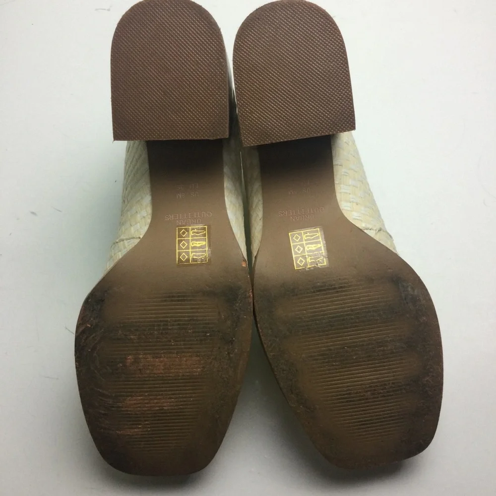 Urban Outfitters Lexi Woven Checkerboard Faux Patent Square Toe Heeled Loafers - Picture 6 of 12